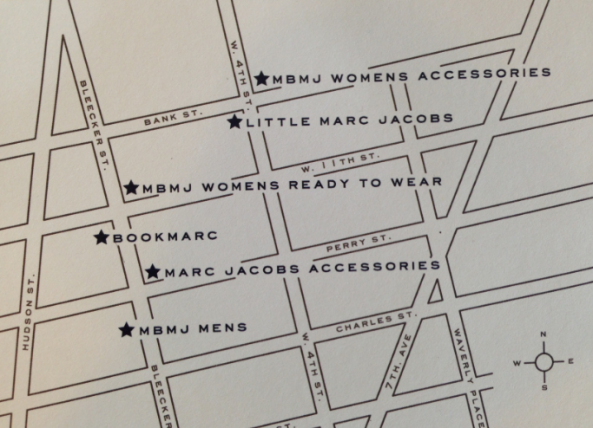 mapa das lojas do Marc Jacobs em West Village - Nova York